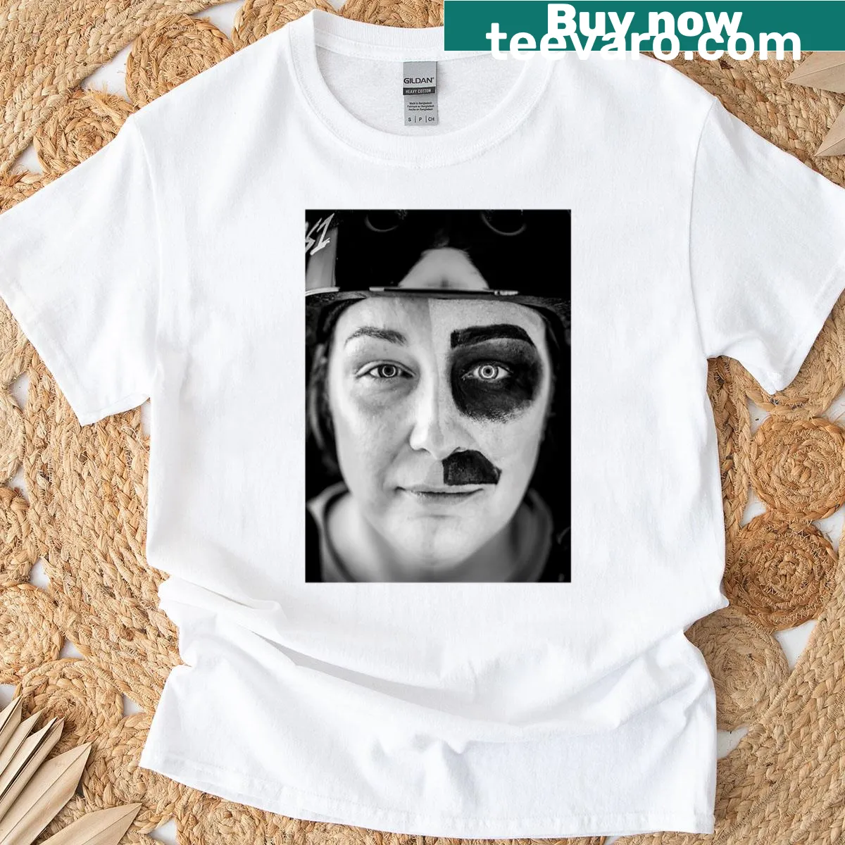 Cartoon graphic of roller derby themed design on a T-shirt — on a men's t-shirt