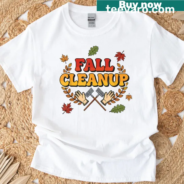 Vintage Halloween T-shirt with humorous leaf blower graphic.