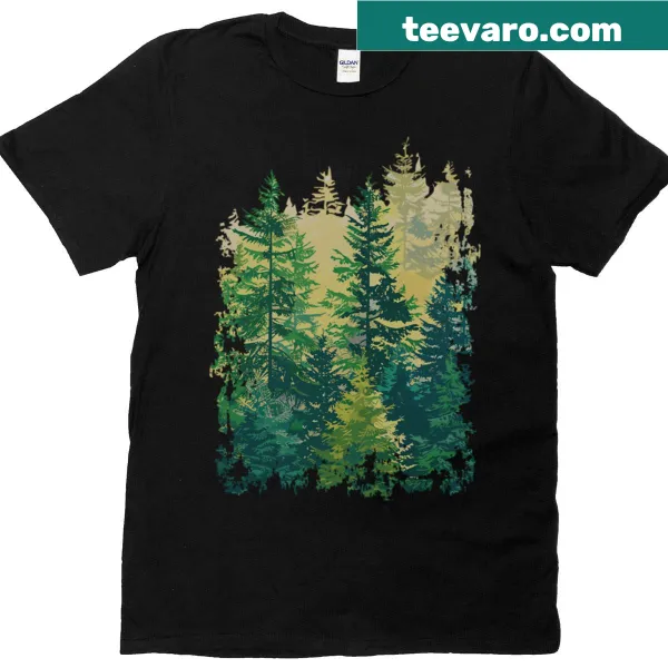 Illustration of layered trees creating a forest scene