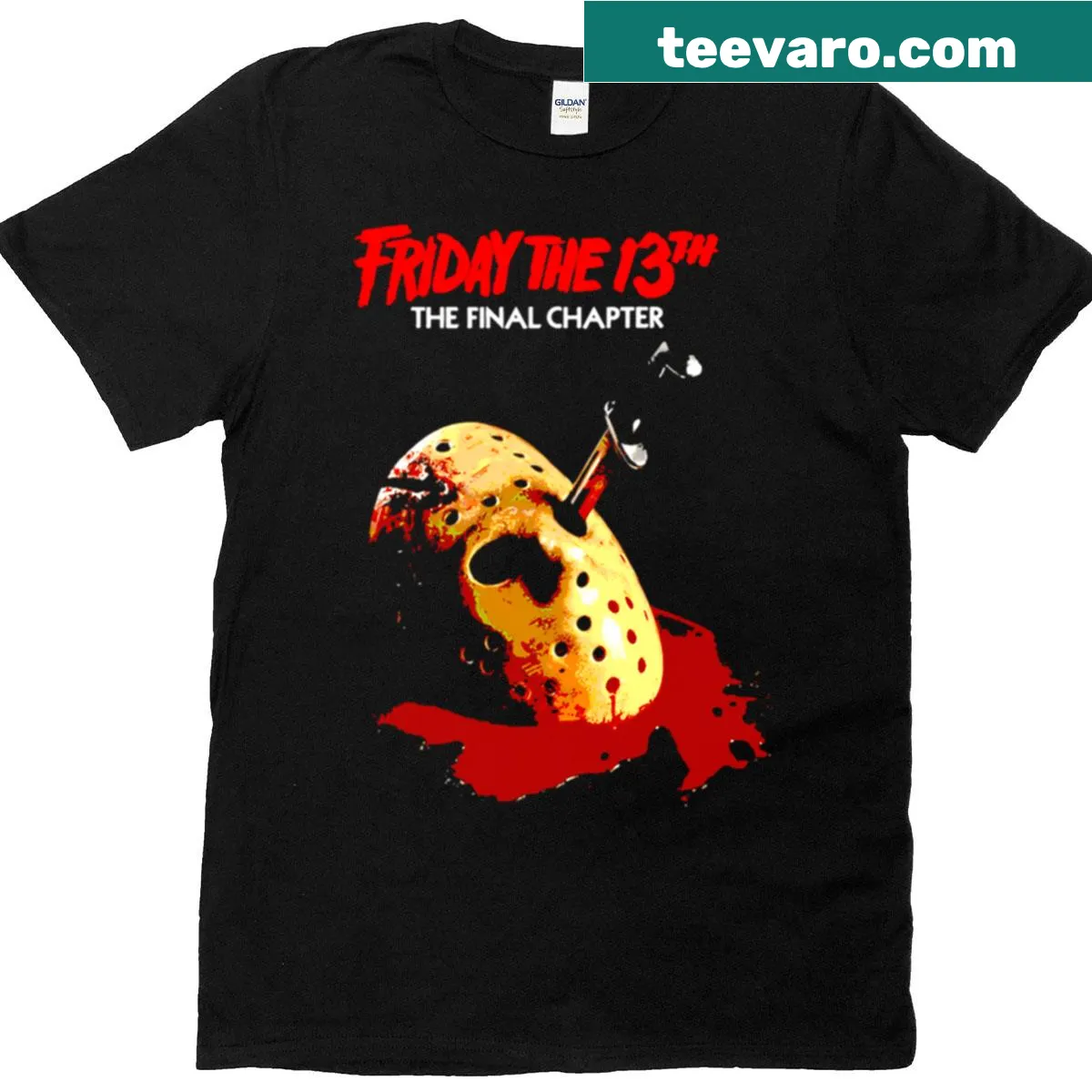 Graphic t-shirt inspired by Friday the 13th horror franchise — on a men's t-shirt