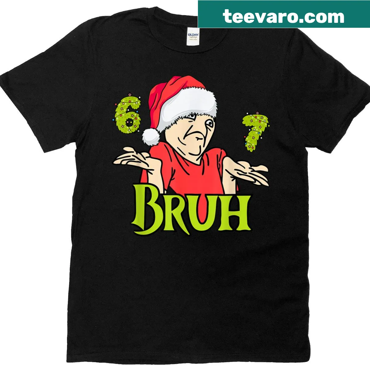Funny Christmas t-shirt with Santa and meme text — on a men's t-shirt