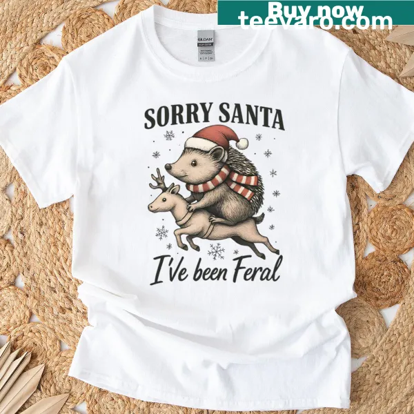 Funny hedgehog Christmas t-shirt with cartoon design