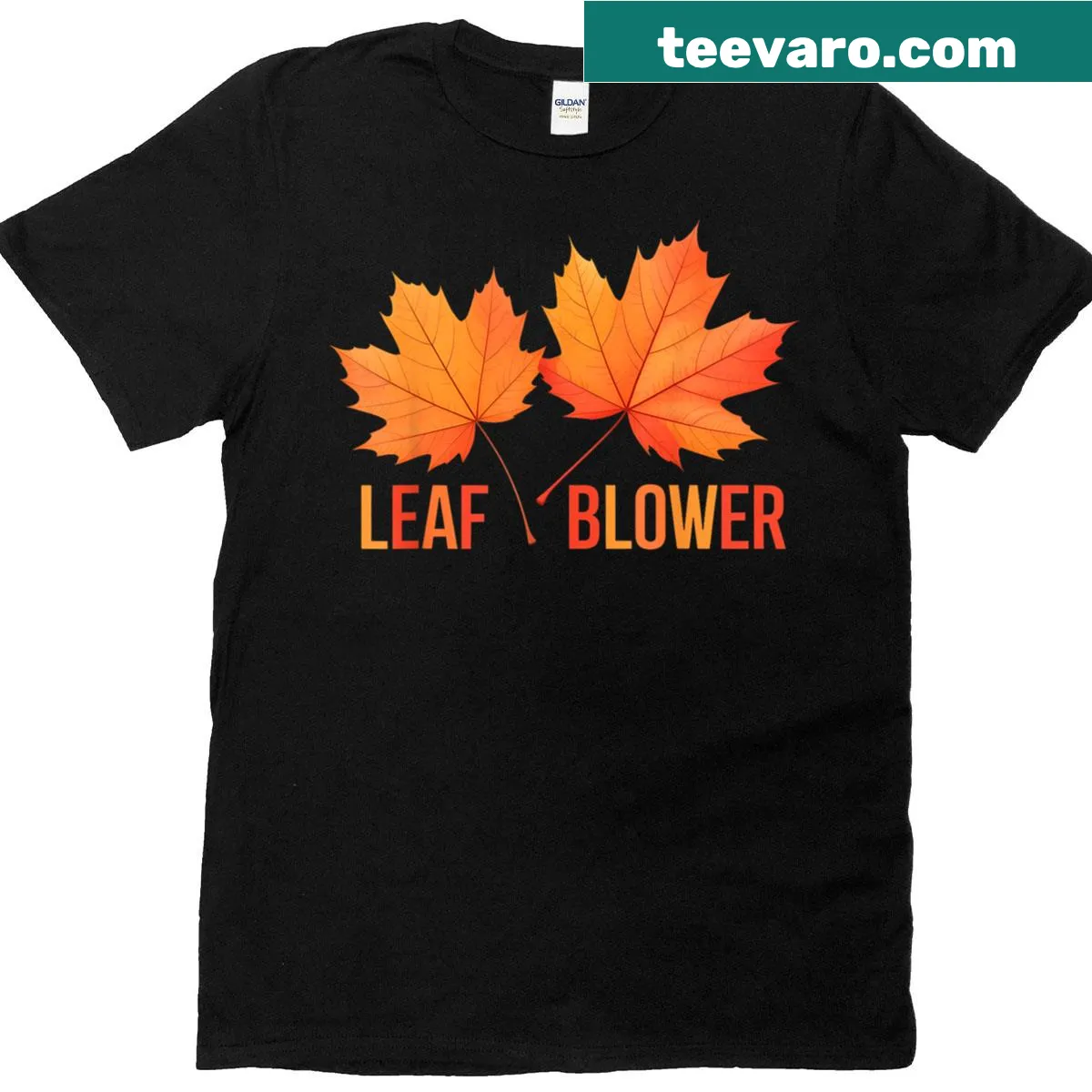 Funny leaf blower design for couple matching t-shirt — on a men's t-shirt