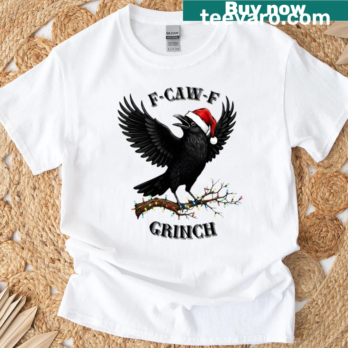 Humorous raven pun graphic for a fun holiday T-shirt. — on a men's t-shirt