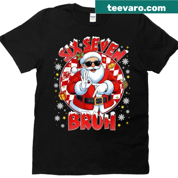 Funny Christmas T-shirt featuring Santa and the Bruh meme