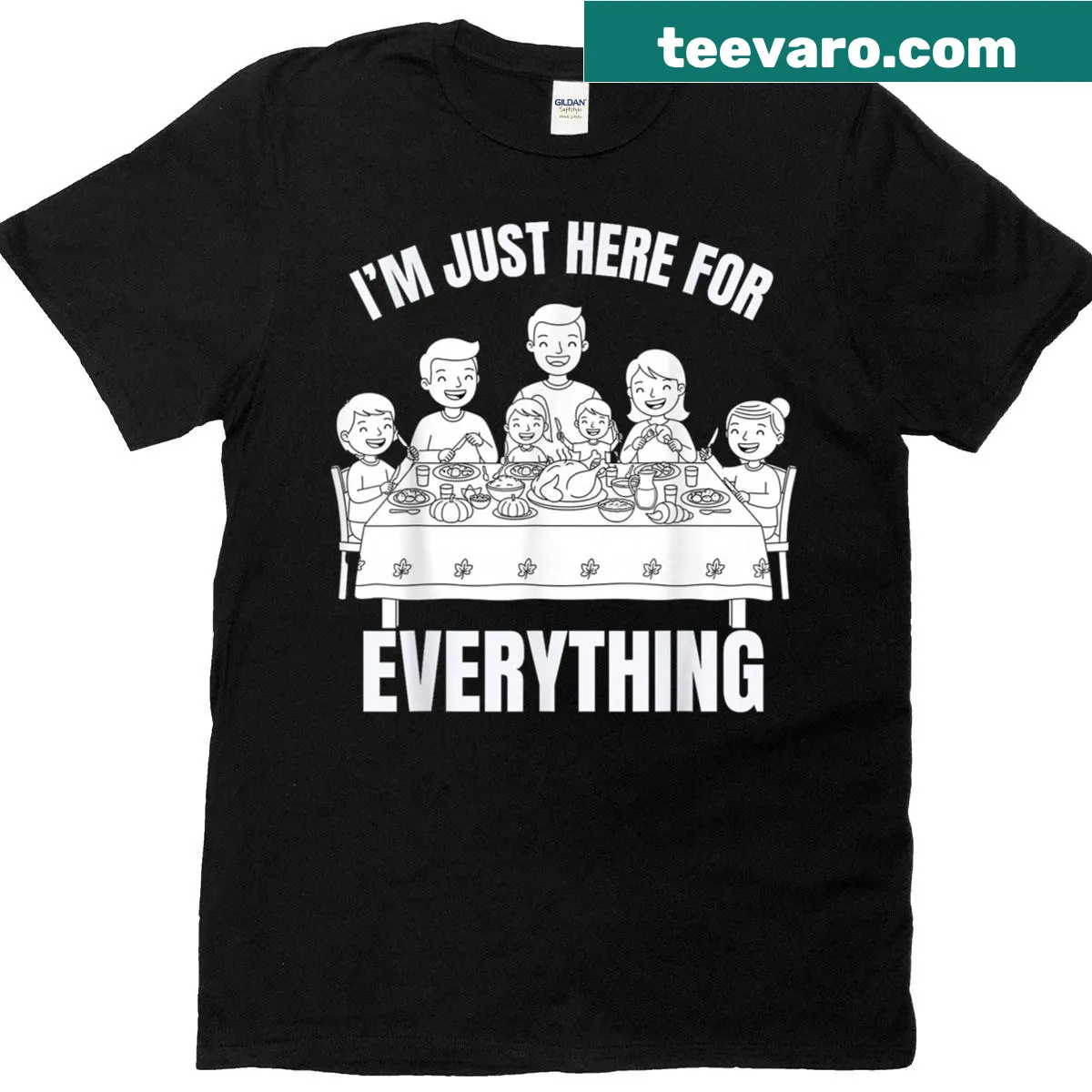 Funny Thanksgiving T-shirt with a family quote for food lovers — on a men's t-shirt