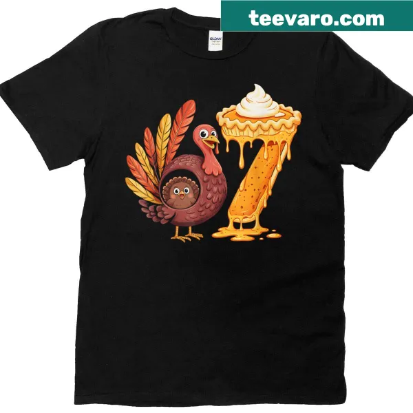 Thanksgiving T-shirt with humorous text about turkey and pie