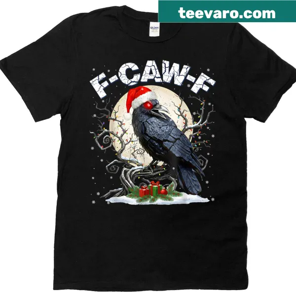 Vintage crow in Santa hat design for Christmas men's t-shirt