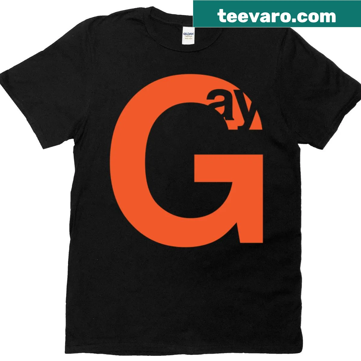 Typographically styled Gay T-shirt featuring bold text — on a men's t-shirt
