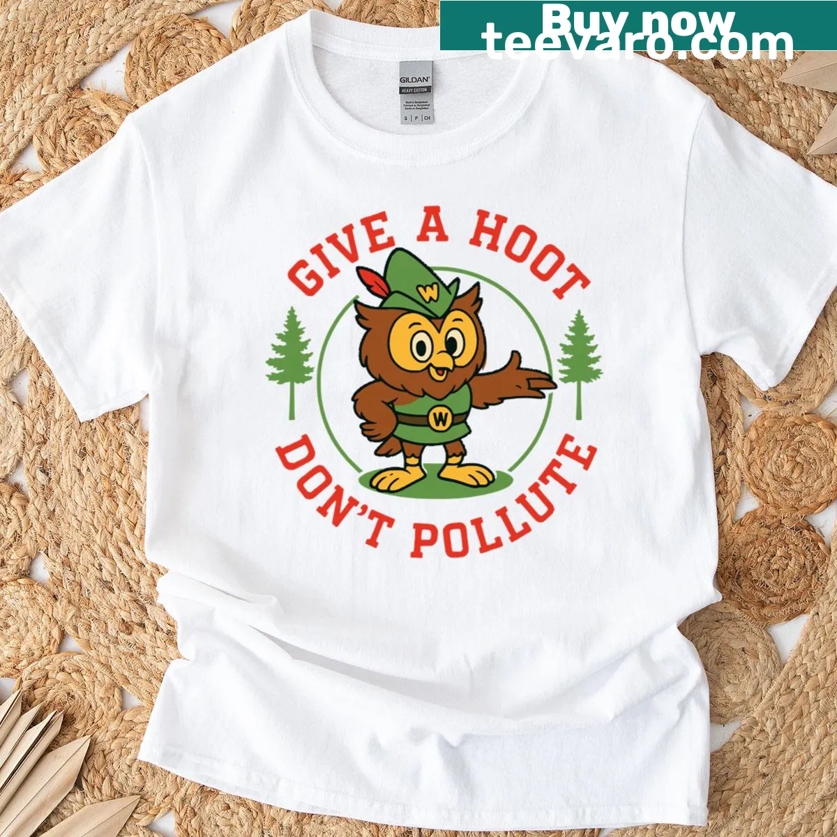 Retro owl graphic promoting nature conservation on a T-shirt — on a men's t-shirt