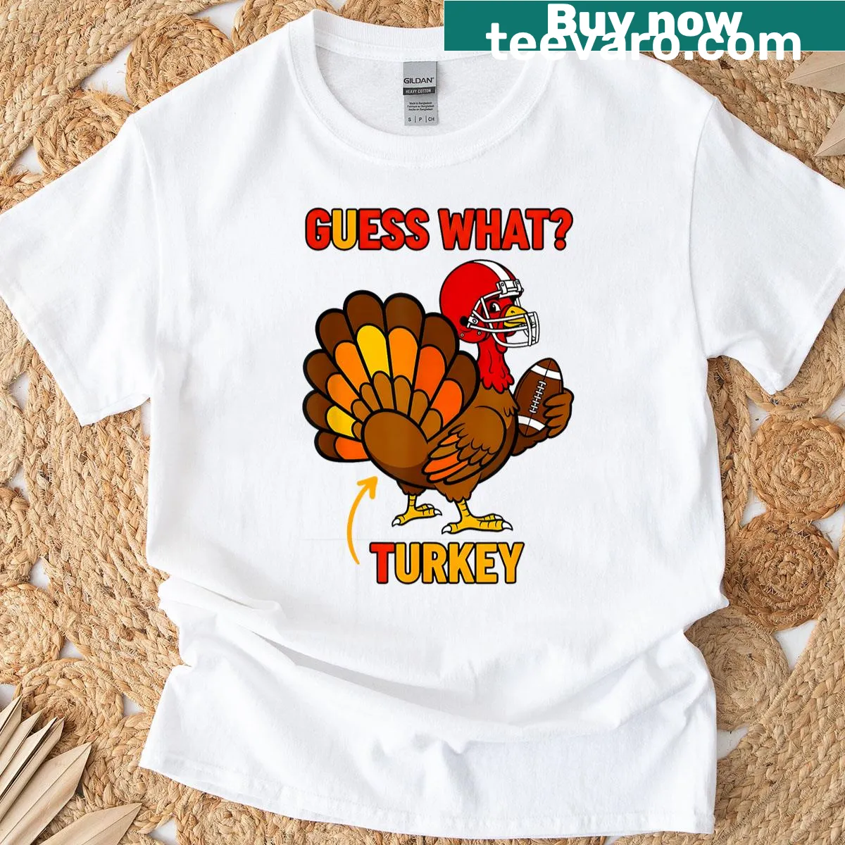 Funny Thanksgiving Turkey graphic on a family-friendly T-shirt — on a men's t-shirt