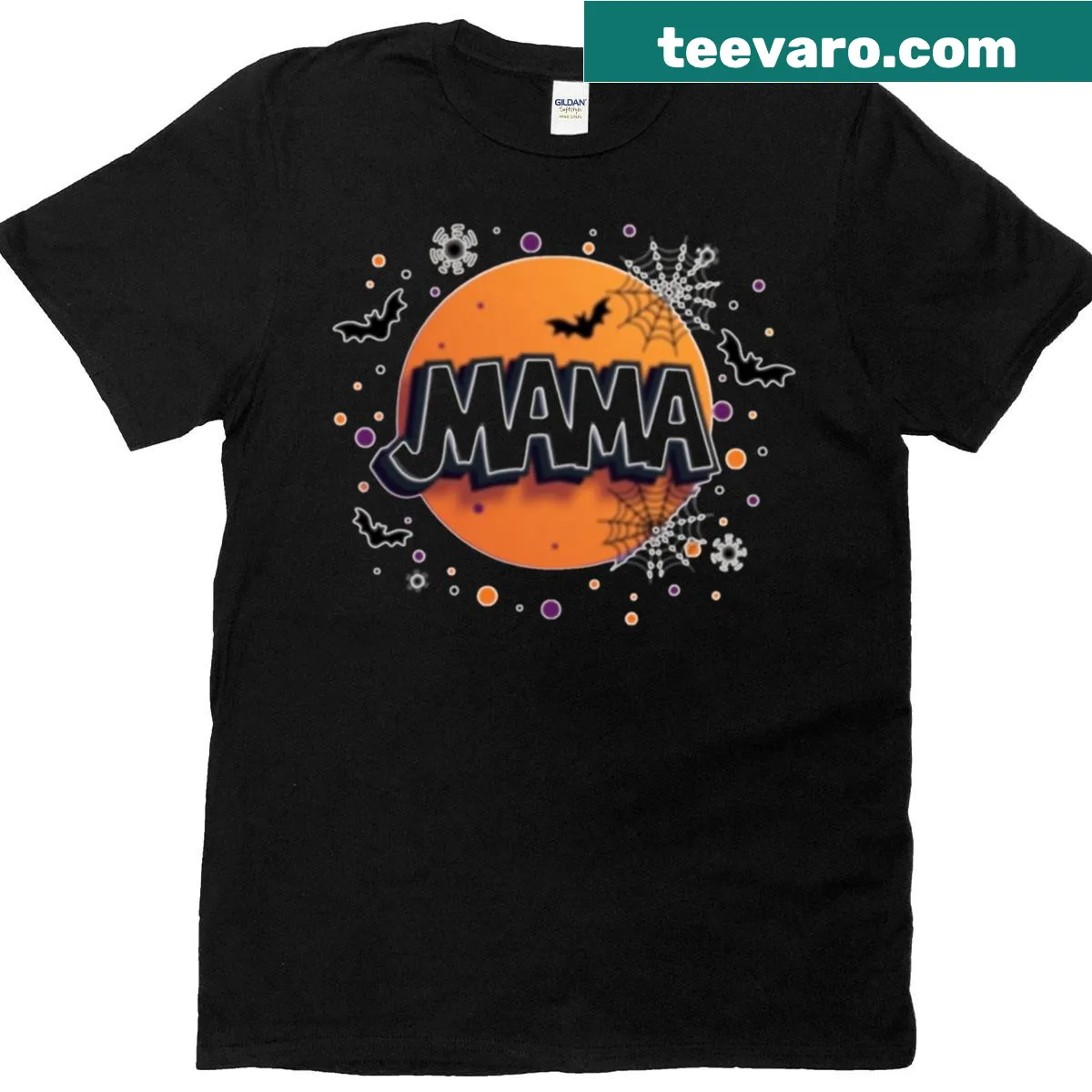 Cute Halloween shirt with spiders and bats design for moms — on a men's t-shirt