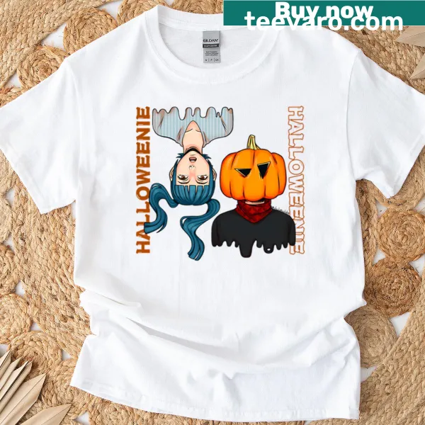 Playful Halloween T-shirt featuring a whimsical Halloweenie design.