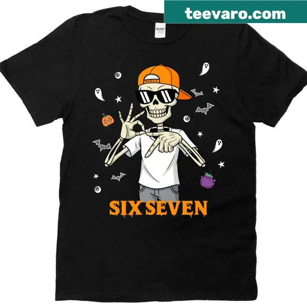 Halloween-themed t-shirt with a skeleton and funny text