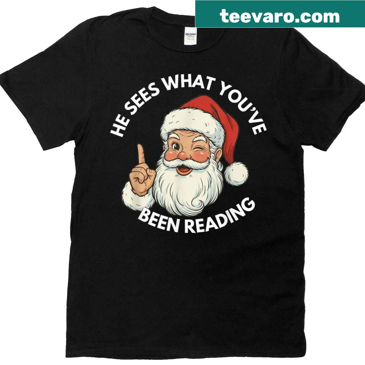 Funny Christmas shirt with reading-themed slogan — on a men's t-shirt