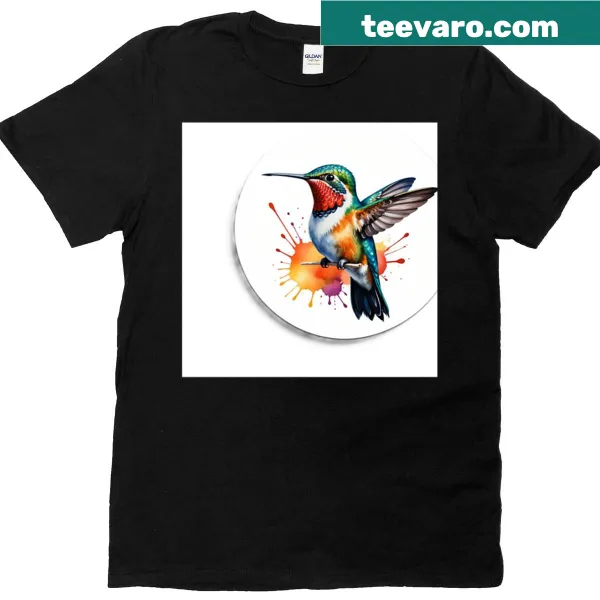 Watercolor T-shirt featuring a beautiful hummingbird design