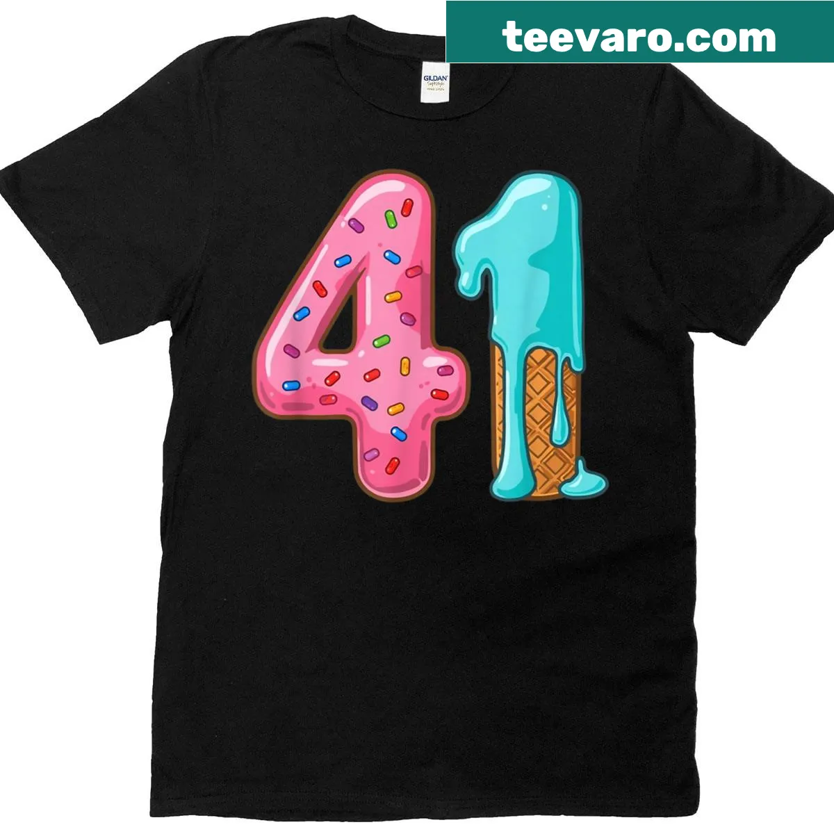 Retro T-shirt with 'I Love 41' and ice cream drip design — on a men's t-shirt