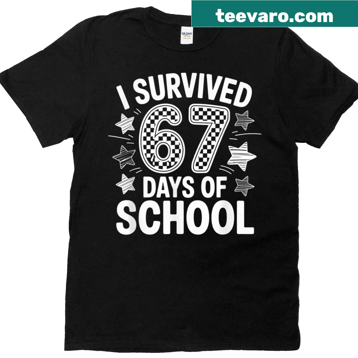 T-shirt celebrating surviving 67 days of school — on a men's t-shirt