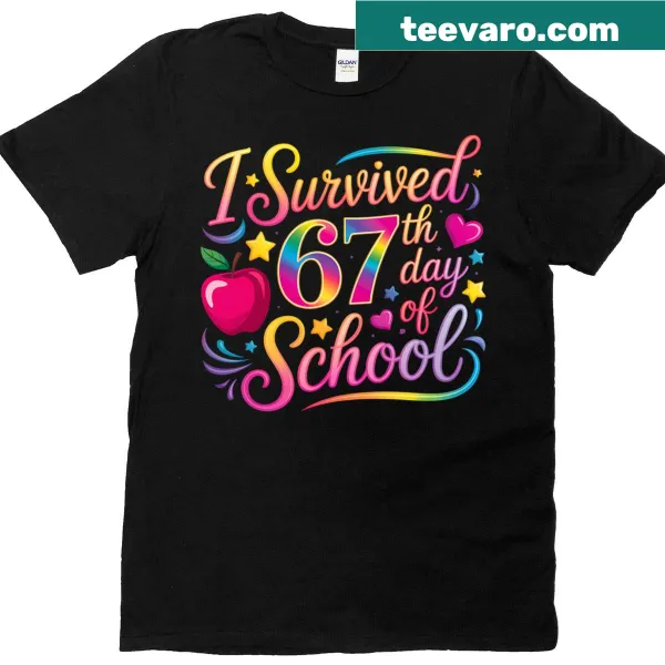 Funny teacher shirt with 'I Survived 67 Days Of School'