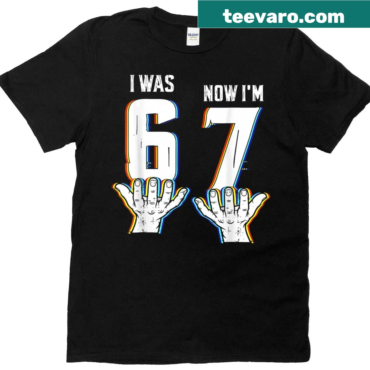 Playful birthday shirt with the phrase 'I Was 6 Now I'm 7' — on a men's t-shirt