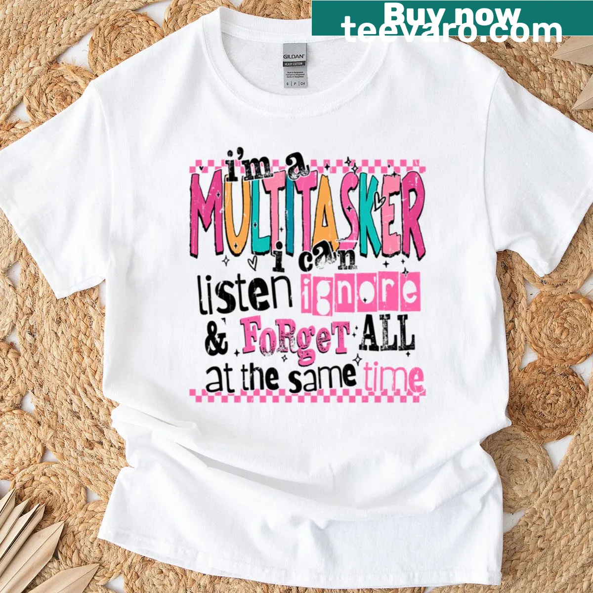 Multitasker funny statement t-shirt with bold text — on a men's t-shirt