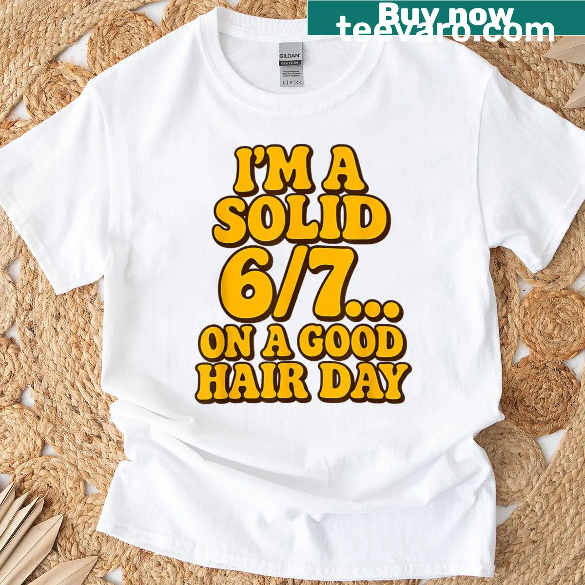 Funny kids t-shirt with 'I'm A Solid 67' meme joke — on a men's t-shirt