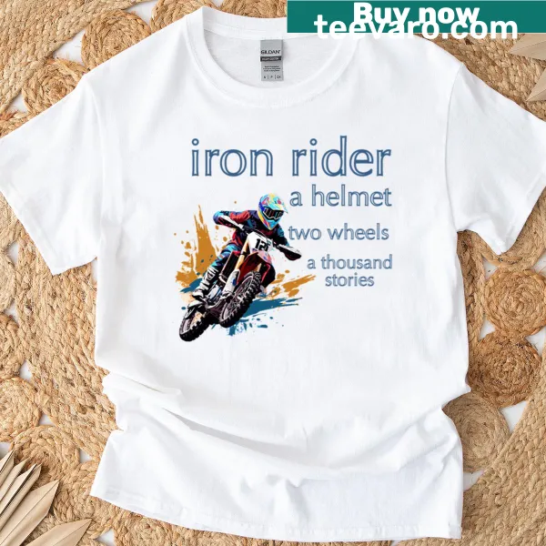 Motorcyclist-themed T-shirt showcasing an active rider design.