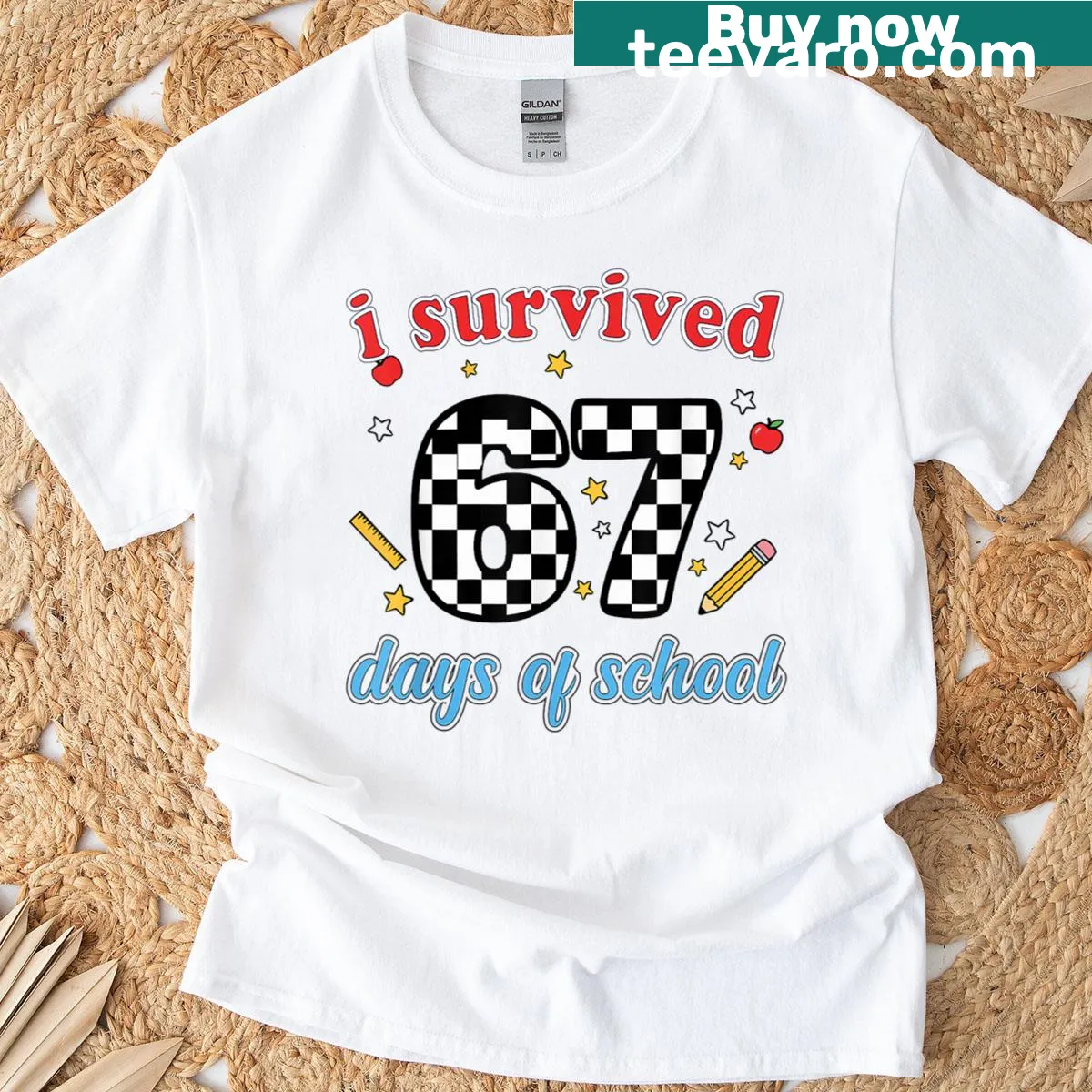 Humorous Isurvived 67 Days Of School T-shirt with bold text — on a men's t-shirt