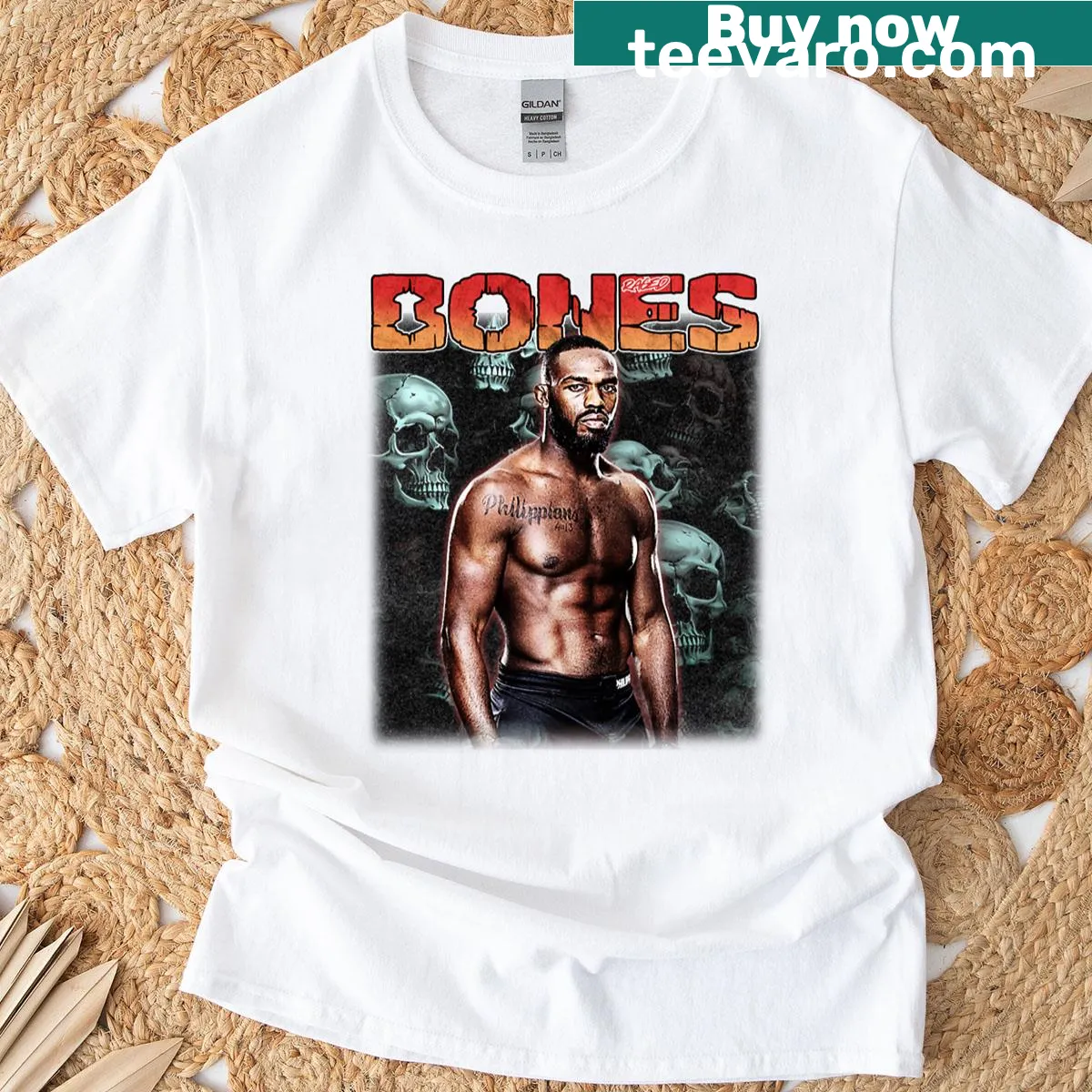 T-shirt celebrating Jon Jones as MMA's Greatest Of All Time — on a men's t-shirt