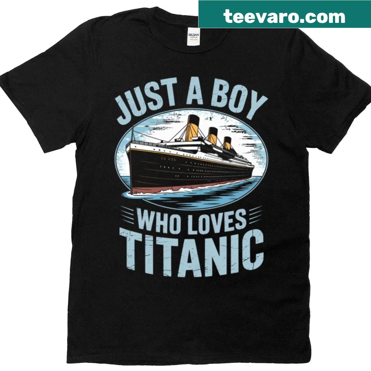 T-shirt expressing love for RMS Titanic with sentimental text — on a men's t-shirt
