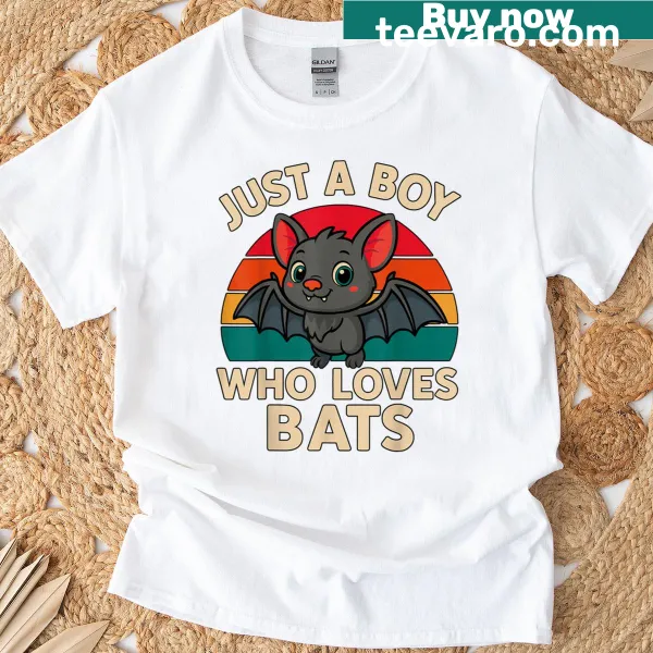Adorable T-shirt featuring a boy and bats graphic