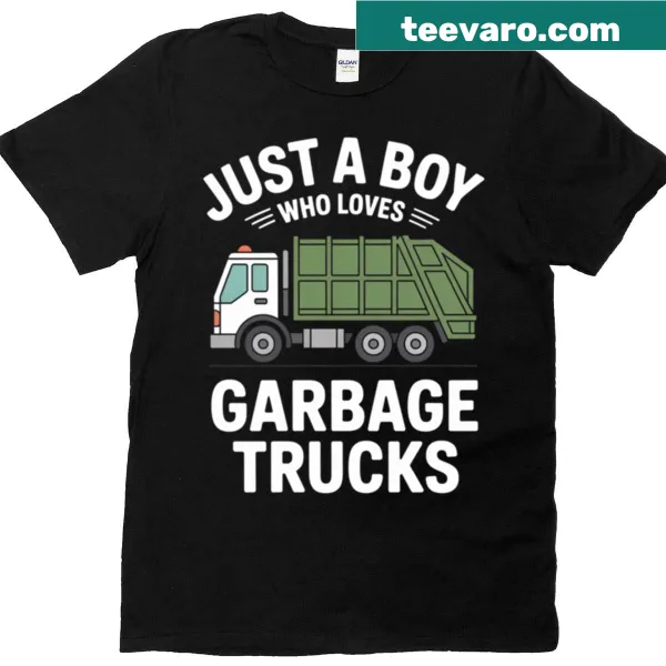 Kids t-shirt with a fun garbage truck theme and playful text.