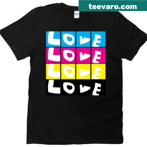 Minimalist T-shirt with repeated bold 'Love' design