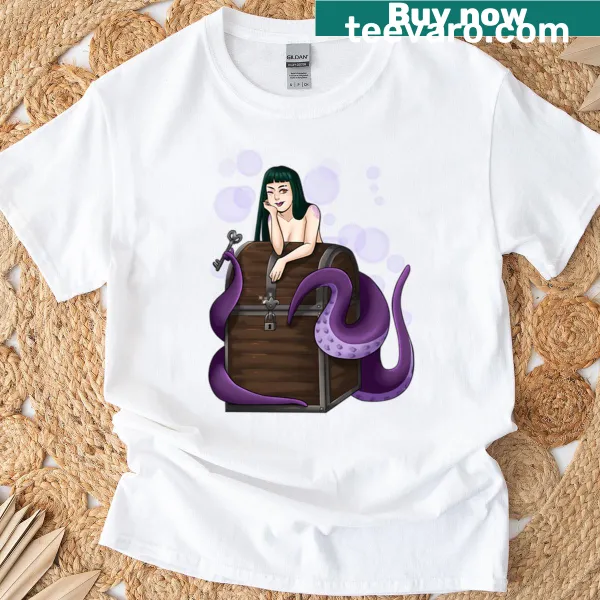 Mermaid themed T-shirt featuring treasure and fantasy elements