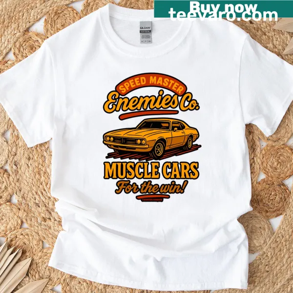 Vintage style t-shirt featuring muscle car silhouettes