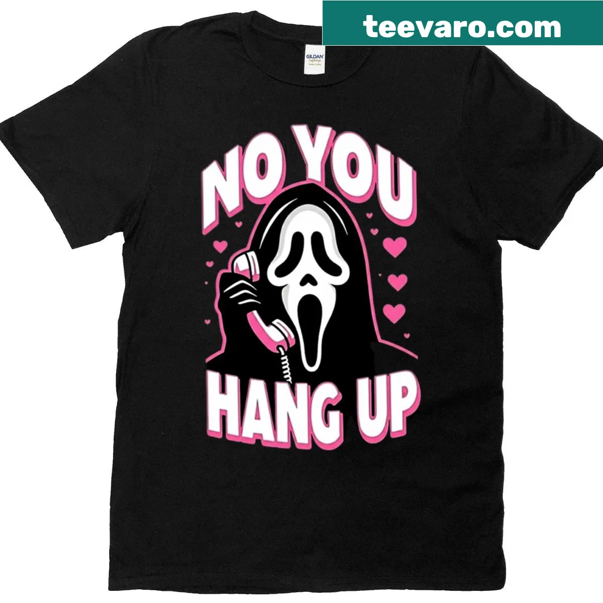 Halloween t-shirt with Ghostface illustration and humorous text — on a men's t-shirt