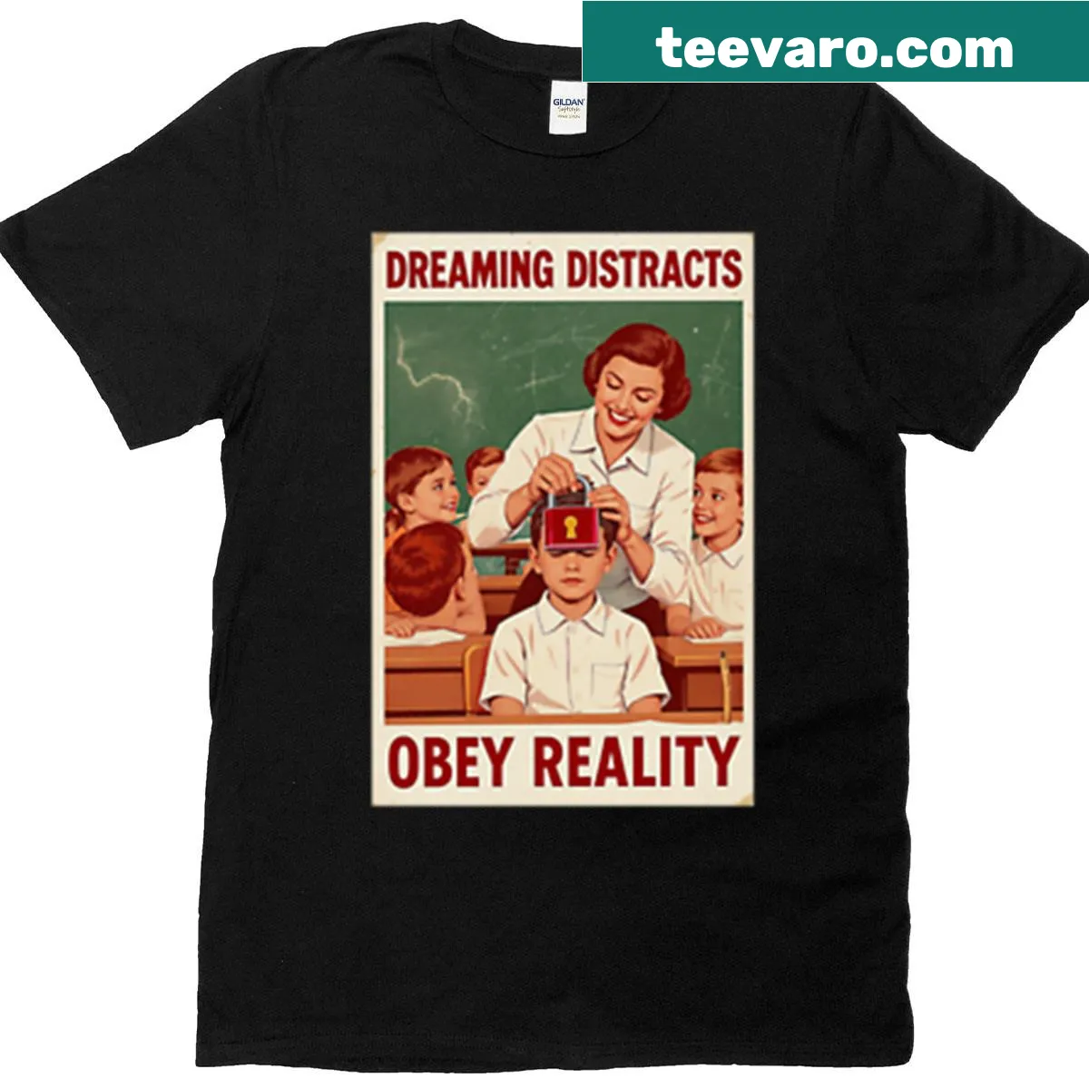 T-shirt with a bold message to obey reality — on a men's t-shirt