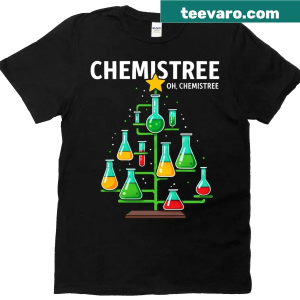 Funny Chemistree design with chemical symbols on T-shirt
