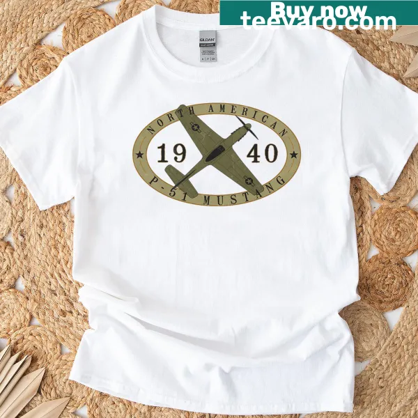Vintage P-51 Mustang airplane graphic t-shirt for aviation enthusiasts