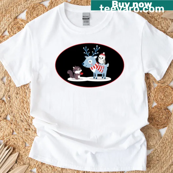 Illustrative shirt depicting joyful friends enjoying time together