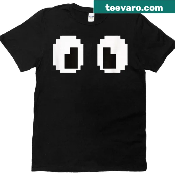 T-shirt with pixelated ghost eyes graphic