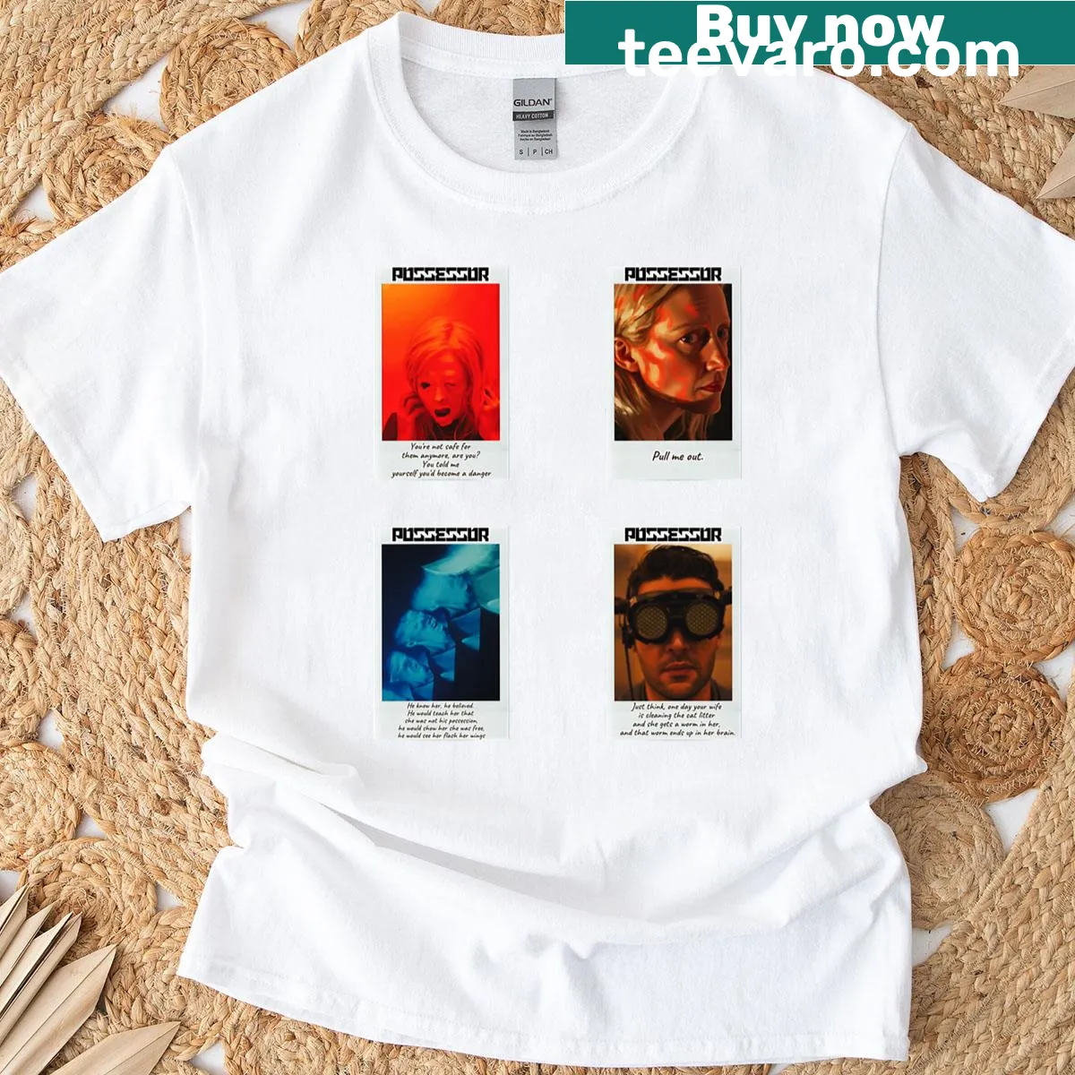 Illustrated shirt featuring various playful stickers. — on a men's t-shirt