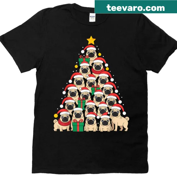 Funny holiday T-shirt featuring a pug for introverts and dog lovers
