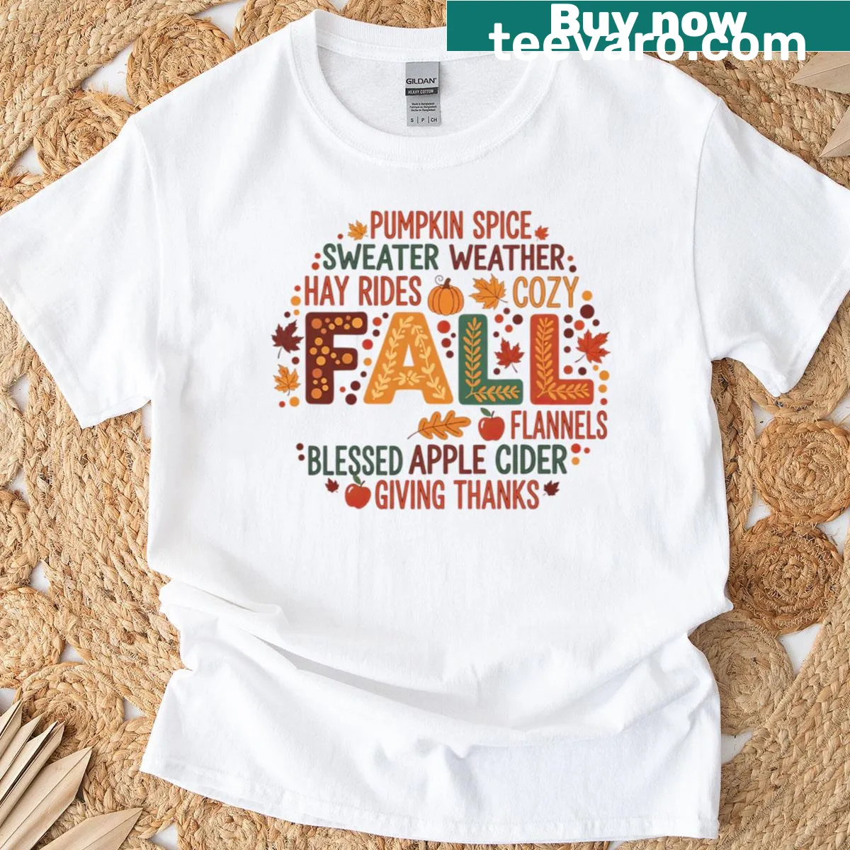 Autumn-themed t-shirt featuring a pumpkin spice design for cozy vibes. — on a men's t-shirt
