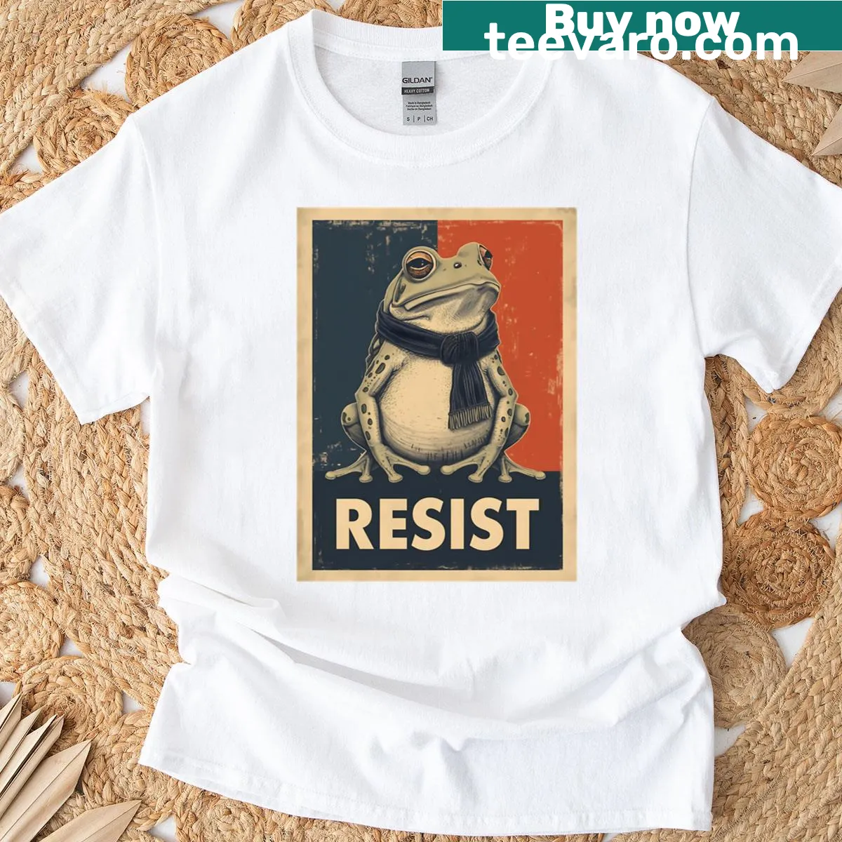 Humorous hipster frog graphic T-shirt — on a men's t-shirt