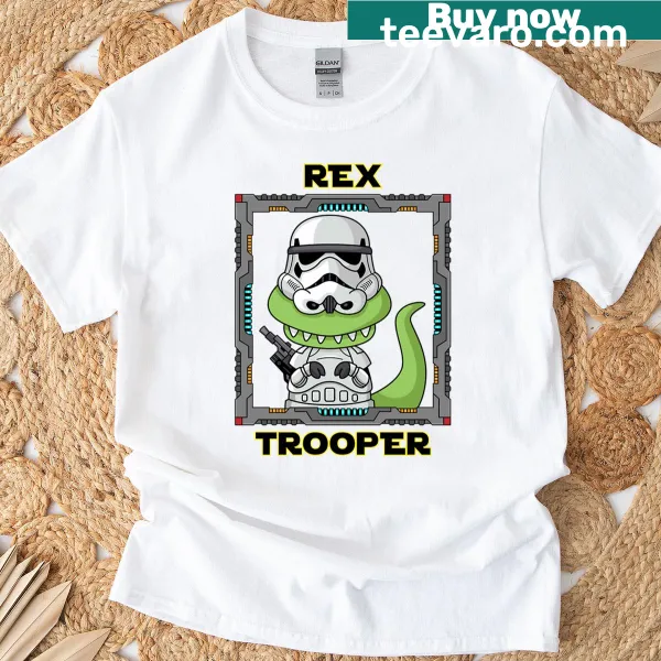 Playful t-shirt featuring a dinosaur in a futuristic style