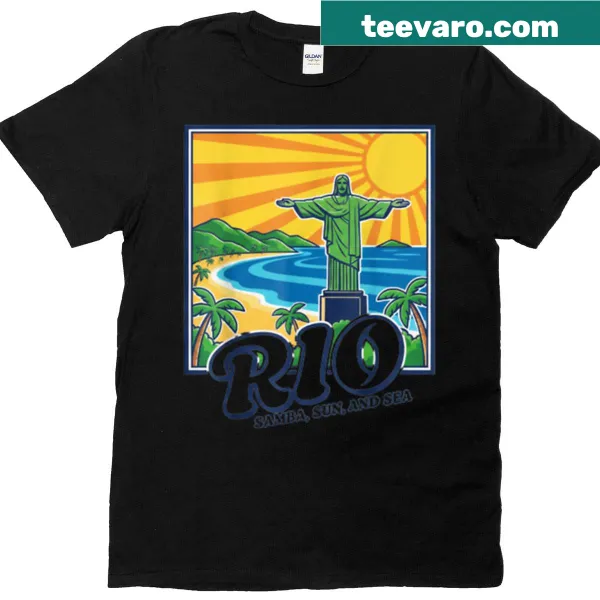 Travel-themed t-shirt with Rio Samba design