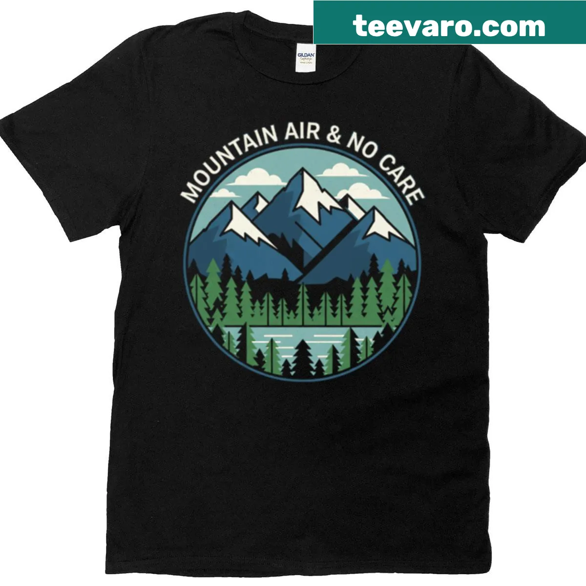 Illustrated T-shirt featuring majestic Rocky Mountain peaks — on a men's t-shirt