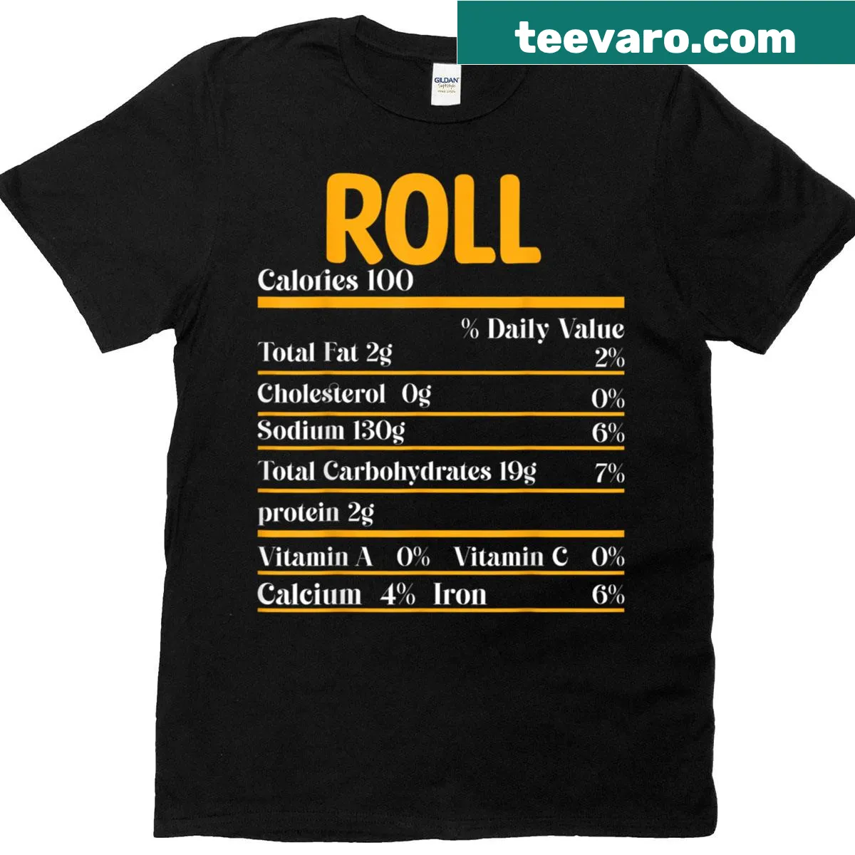 Funny T-shirt with illustrated nutrition facts for holiday foods — on a men's t-shirt