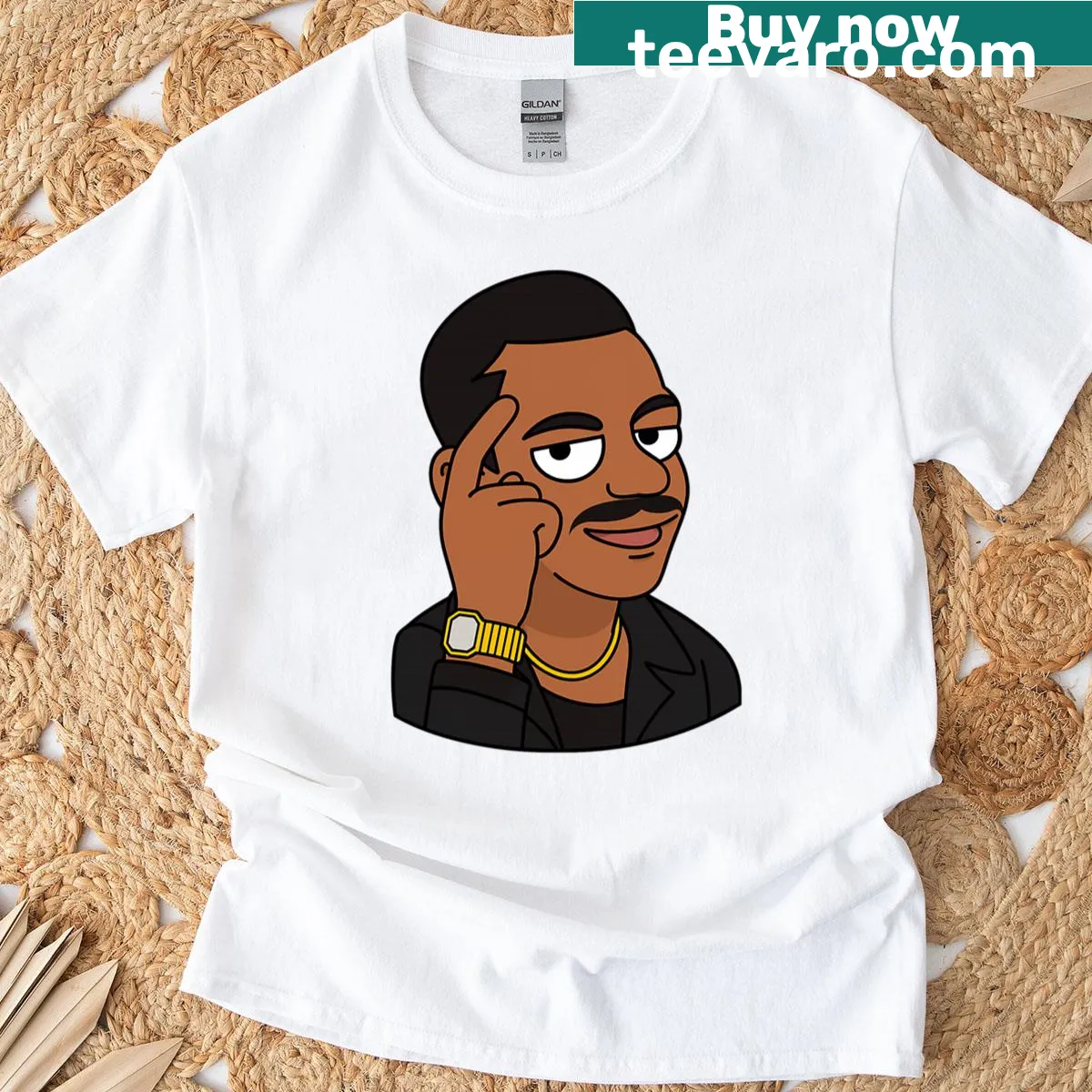 Cartoon meme t-shirt with 'Safe First Roll' text — on a men's t-shirt